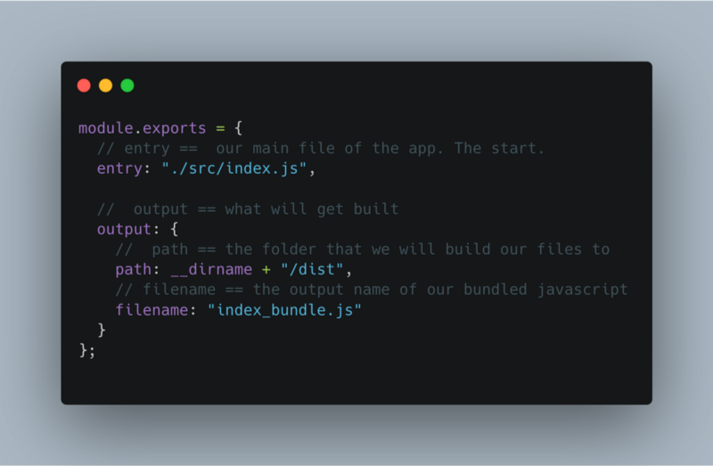 Above is the annotated version of our super simple webpack output